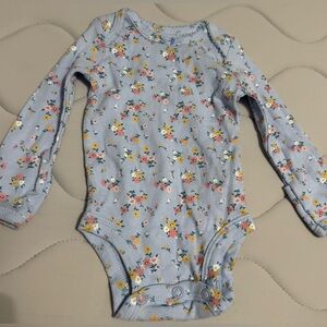 Carter's Blue Floral Long Sleeve Bodysuit